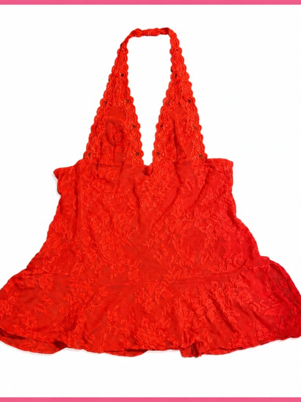 Women's Victoria's Secret Red Lace Halter Chemise L